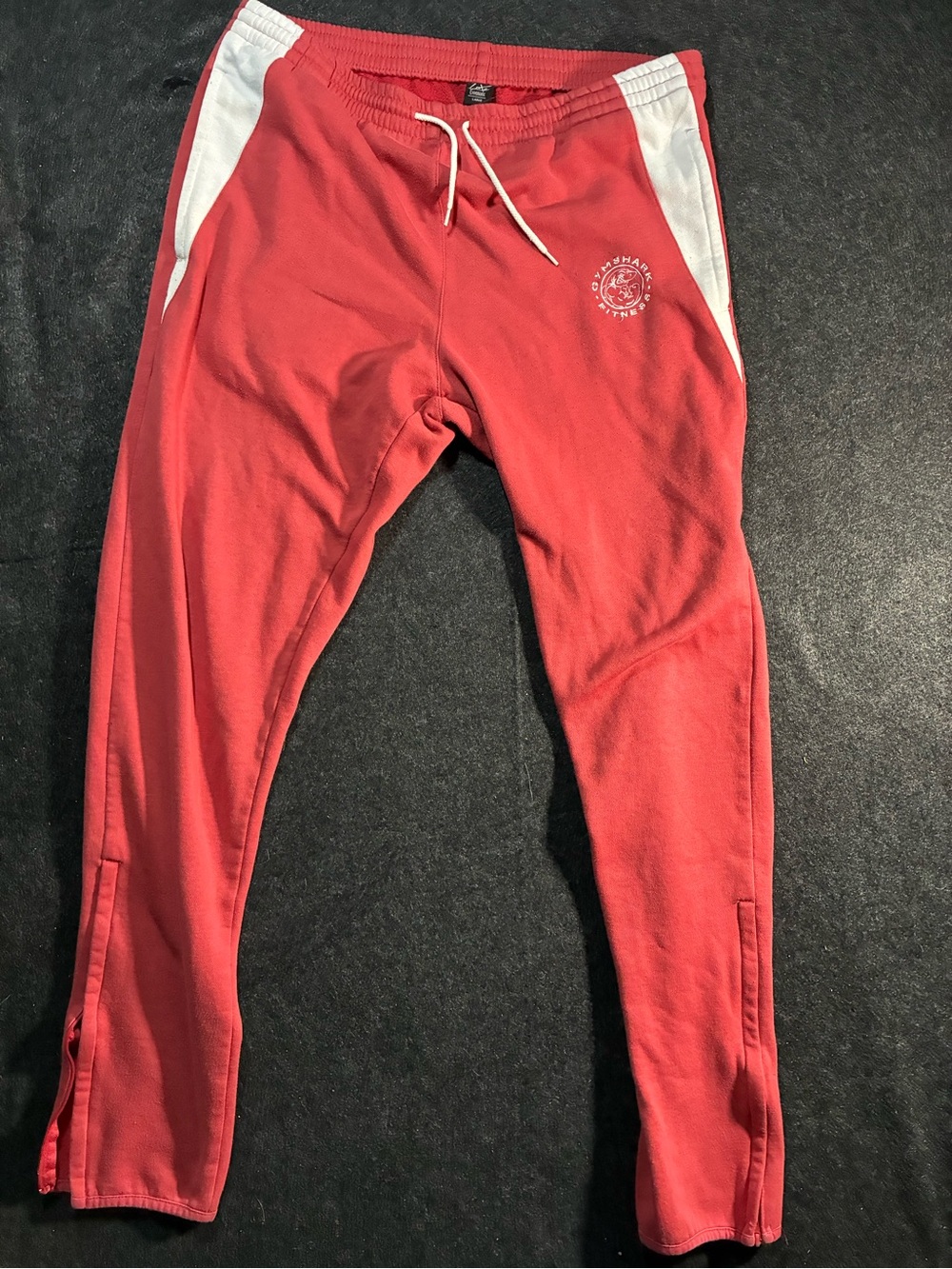 LUXE VINTAGE Gymshark Red Joggers with White Side Panels